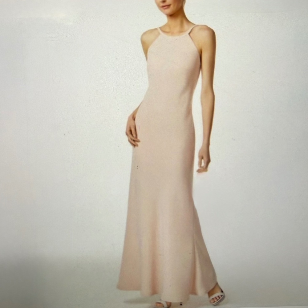 Calvin Klein Slip Dress Blush Pink Halter Style Evening Gown 8